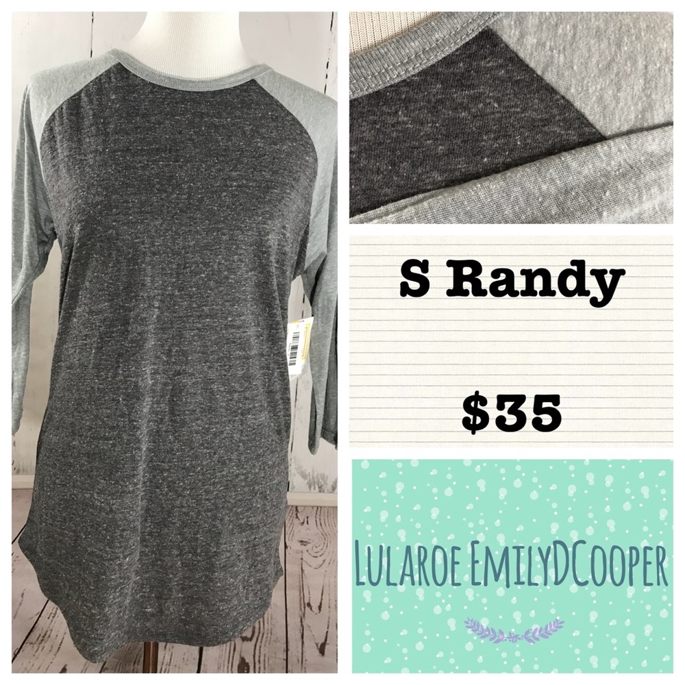 Small Randy Tee Lularoe NWT grey on deep grey